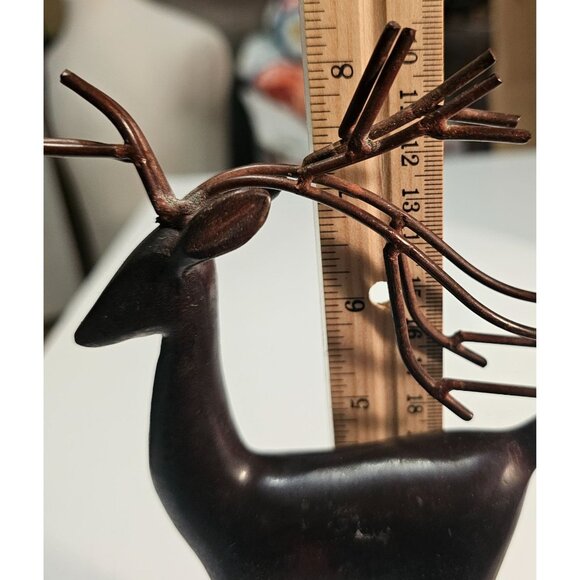 Metal Abstract Deer/Reindeer Brown Bronze Color Figure Statue 8 1/2" x 5 1/2" - Picture 9 of 11
